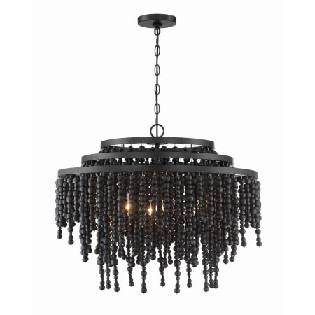 Crystorama Lighting Group Poppy 6 Light 27" Wide Beaded Chandelier with Wood Beads Matte Black