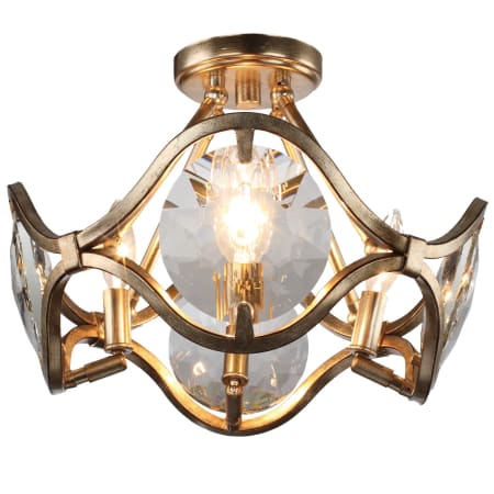Crystorama Lighting Group Quincy 4 Light 16" Wide Semi-Flush Ceiling Fixture with Clear Faceted Crystal Shades Distressed Twilight