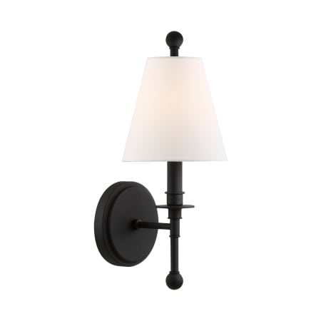 Crystorama Lighting Group Riverdale 15" Tall Wall Sconce with Silk Shade Black Forged