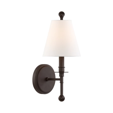 Crystorama Lighting Group Riverdale 15" Tall Wall Sconce with Silk Shade Dark Bronze