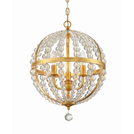 Crystorama Lighting Group Roxy 3 Light 14" Wide Pendant with Clear Glass Beads Antique Gold