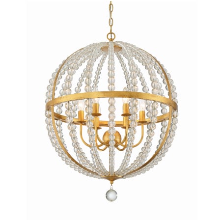 Crystorama Lighting Group Roxy 6 Light 22" Wide Pendant with Clear Glass Beads Antique Gold