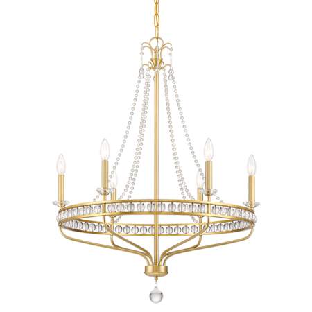 Crystorama Lighting Group Seville 6 Light 28" Wide Beaded Candle Style Chandelier Aged Brass