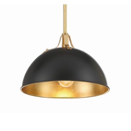 Crystorama Lighting Group Soto 12" Wide Pendant Matte Black / Antique Gold