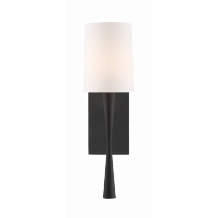 Crystorama Lighting Group Trenton 19" Tall Wall Sconce with Silk Shade Black Forged
