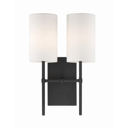 Crystorama Lighting Group Veronica 2 Light 17" Tall Wall Sconce with Silk Shades Black Forged