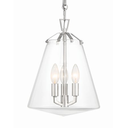 Crystorama Lighting Group Voss 3 Light 11" Wide Taper Candle Pendant Polished Nickel