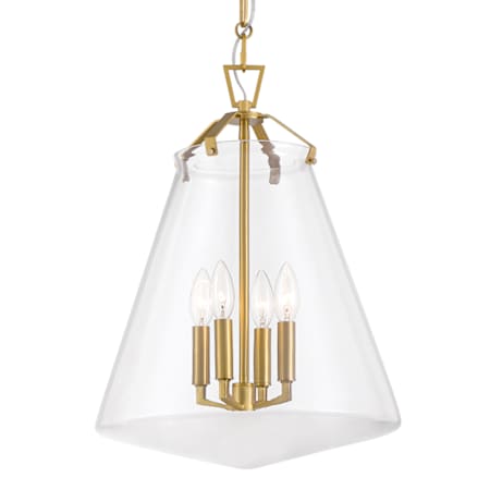Crystorama Lighting Group Voss 4 Light 15" Wide Taper Candle Pendant with Clear Glass Shade Luxe Gold