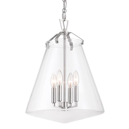 Crystorama Lighting Group Voss 4 Light 15" Wide Taper Candle Pendant with Clear Glass Shade Polished Nickel