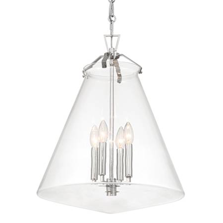 Crystorama Lighting Group Voss 4 Light 18" Wide Taper Candle Pendant with Clear Glass Shade Polished Nickel