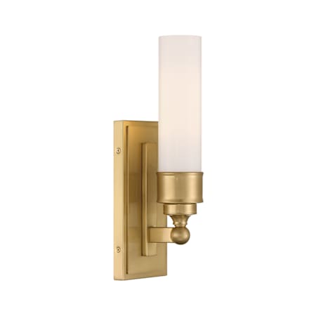 Crystorama Lighting Group Wilcox 15" Tall LED Bathroom Sconce with Frosted Glass Shade Aged Brass
