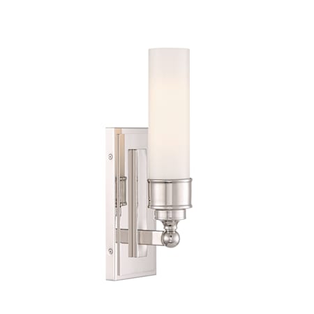 Crystorama Lighting Group Wilcox 15" Tall LED Bathroom Sconce with Frosted Glass Shade Polished Nickel