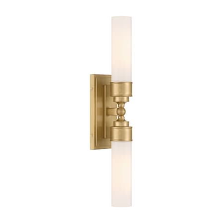 Crystorama Lighting Group Wilcox 2 Light 25" Tall LED Bath Bar with Frosted Glass Shades Aged Brass