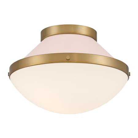 Crystorama Lighting Group Xander 12" Wide Flush Mount Bowl Ceiling Fixture with Etched Opal Glass Shade Vibrant Gold / Blush