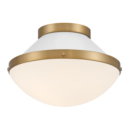 Crystorama Lighting Group Xander 12" Wide Flush Mount Bowl Ceiling Fixture with Etched Opal Glass Shade Vibrant Gold / White