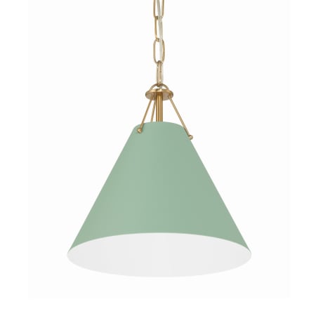 Crystorama Lighting Group Xavier 12" Wide Pendant Vibrant Gold / Green