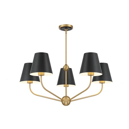 Crystorama Lighting Group Xavier 5 Light 28" Wide Chandelier with Steel Shades Vibrant Gold / Matte Black