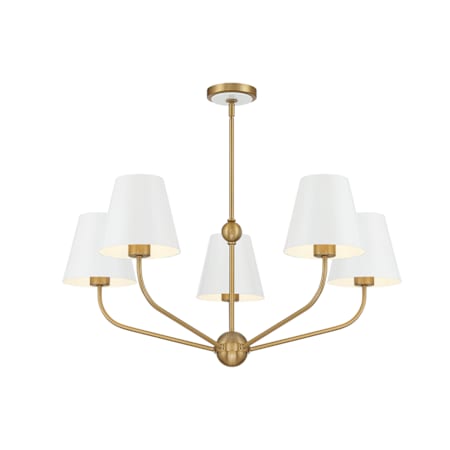 Crystorama Lighting Group Xavier 5 Light 28" Wide Chandelier with Steel Shades Vibrant Gold / White