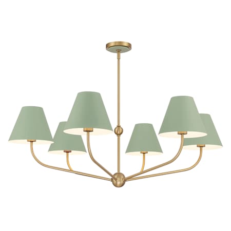 Crystorama Lighting Group Xavier 6 Light 40" Wide Chandelier with Steel Shades Vibrant Gold / Green