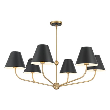 Crystorama Lighting Group Xavier 6 Light 40" Wide Chandelier with Steel Shades Vibrant Gold / Matte Black