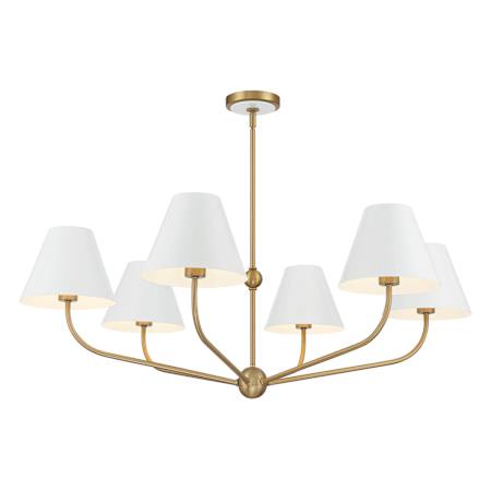 Crystorama Lighting Group Xavier 6 Light 40" Wide Chandelier with Steel Shades Vibrant Gold / White