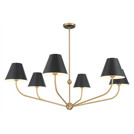 Crystorama Lighting Group Xavier 6 Light 48" Wide Chandelier with Steel Shades Vibrant Gold / Matte Black
