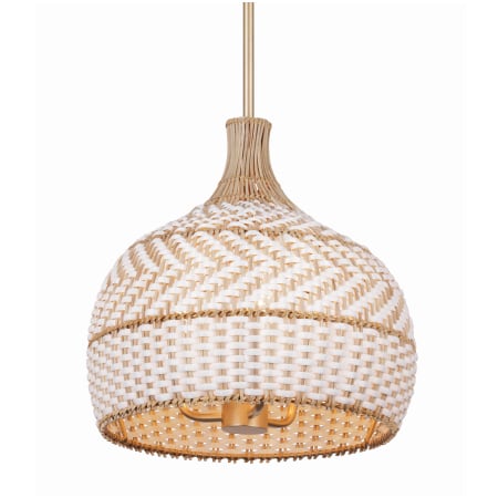Crystorama Lighting Group Zanzibar 3 Light 14" Wide Pendant with Rattan Shade Soft Gold