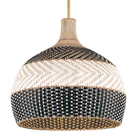 Crystorama Lighting Group Zanzibar 5 Light 21" Wide Pendant with Rattan Shade Soft Gold / Matte Black