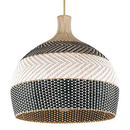 Crystorama Lighting Group Zanzibar 6 Light 26" Wide Pendant with Rattan Shade Soft Gold / Matte Black
