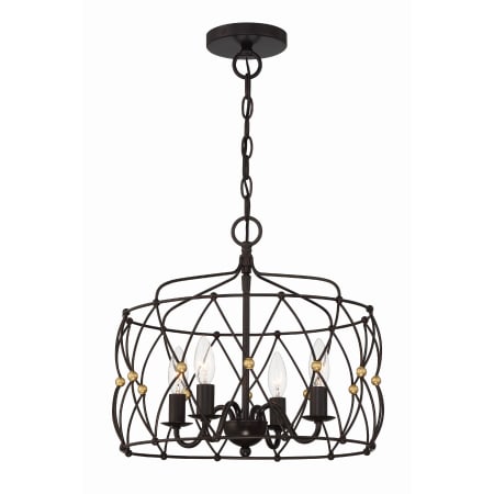 Crystorama Lighting Group Zucca 4 Light 17" Wide Taper Candle Pendant English Bronze / Antique Gold