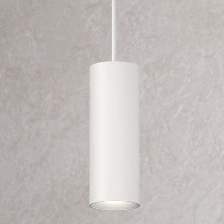 CSL Lighting LED Cylinder 2" Wide 3000K LED Mini Pendant with White Cord Semi Gloss White