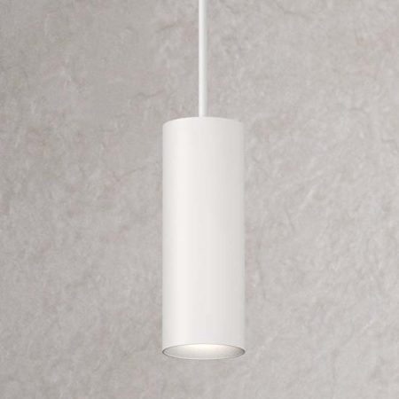 CSL Lighting LED Cylinder 2" Wide 3500K LED Mini Pendant with White Cord Semi Gloss White