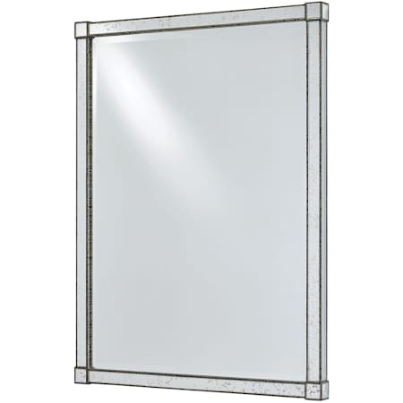 Currey and Company Monarch 30" W x 40" H Rectangular Framed Bathroom Mirror Painted Silver Viejo / Light Antique Mirror