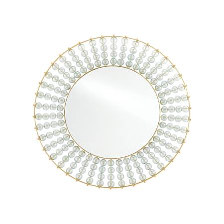 Currey and Company 42-3/4" Diameter Circular Flat Glass and Iron Framed Accent Mirror Gold Leaf
