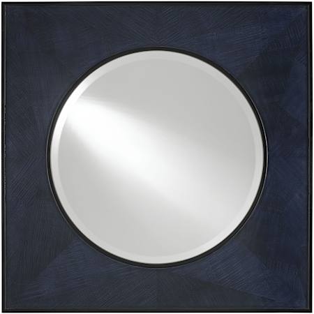 Currey and Company Kallista 36" W x 36" H Square Framed Accent Wall Mirror Dark Sapphire Caviar Black