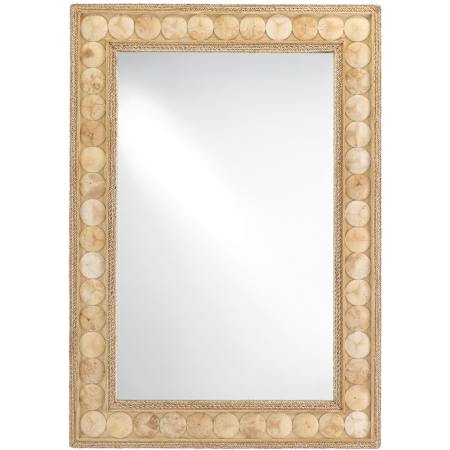 Currey and Company Buko 35-1/2" W x 50-1/2" H Rectangular Framed Bathroom Mirror Straw / Natural Abaca Rope / Coco Shell / Mirror