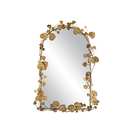 Currey and Company 28"W x 39"H Arched Flat Aluminum Framed Accent Mirror Antique Brass