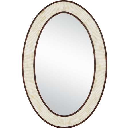Currey and Company Andar 26" W x 39" H Oval Framed Bathroom Mirror Natural / Dark Walnut