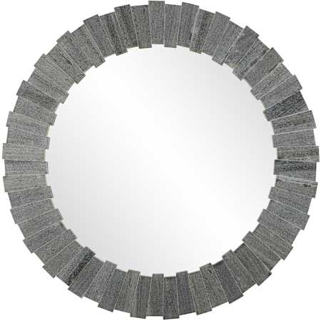 Currey and Company Dario 38-1/2" Diameter Circular Framed Bathroom Mirror Gray