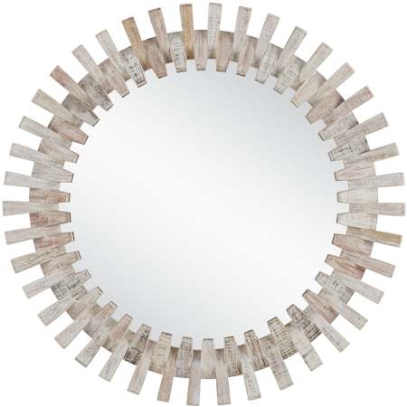 Currey and Company Diza 48" Diameter Circular Framed Bathroom Mirror Whitewash