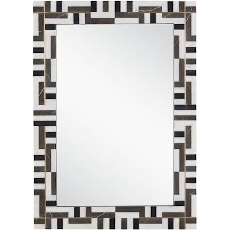 Currey and Company Gentry 28-1/4" W x 39-1/2" H Rectangular Framed Bathroom Mirror Natural / Brass