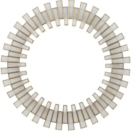 Currey and Company Glasdele 39-1/2" Diameter Sunburst Framed Bathroom Mirror Antique Brass / White / Mirror