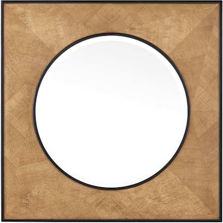 Currey and Company Kallista 36" W x 36" H Square Framed Bathroom Mirror Taupe / Black / Mirror