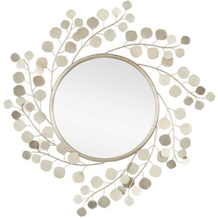 Currey and Company Lunaria 37-1/2" Diameter Circular Framed Bathroom Mirror Contemporary Silver Leaf / Mirror