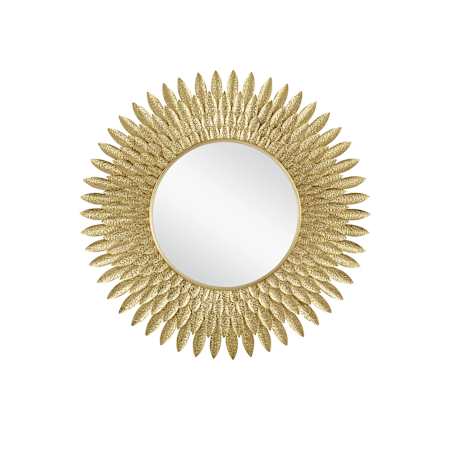 Currey and Company 39" Diameter Circular Flat Brass and Engineered Wood Framed Accent Mirror Brass