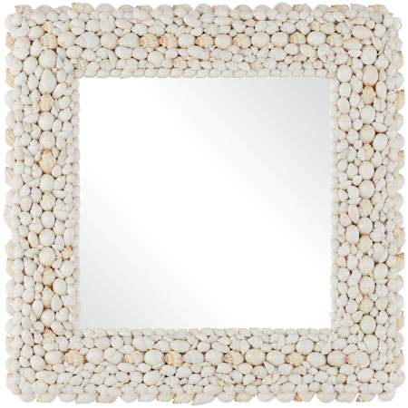 Currey and Company Piddock 22" Square Flat Framed Accent Mirror White