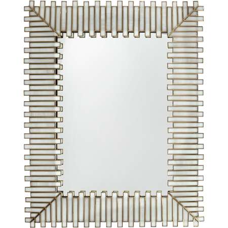Currey and Company Daze 45"W x 35"H Rectangular Flat Framed Accent Mirror White / Antique Brass