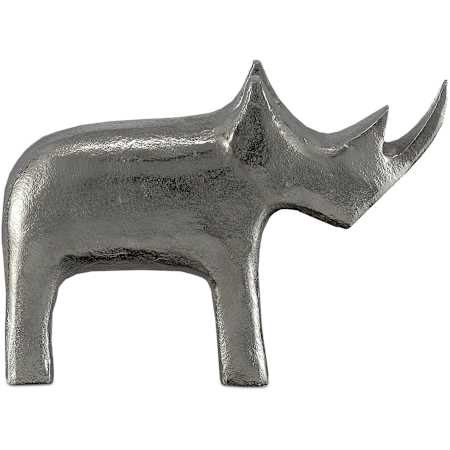 Currey and Company 7-1/2" Tall Kano Aluminum Rhino Statue Silver