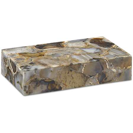 Currey and Company Malaga 2-1/2"H x 7"W Agate Decorative Box Black Agate