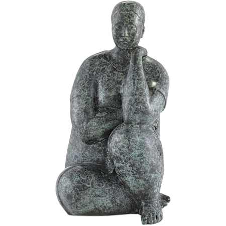 Currey and Company Lady Meditating Bronze People and Figures Statue Granite Green